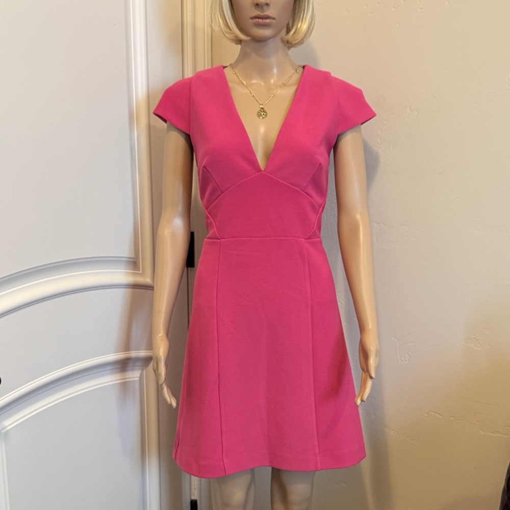 Karen Millen Elegant Pink V-Neck Dress size US 8